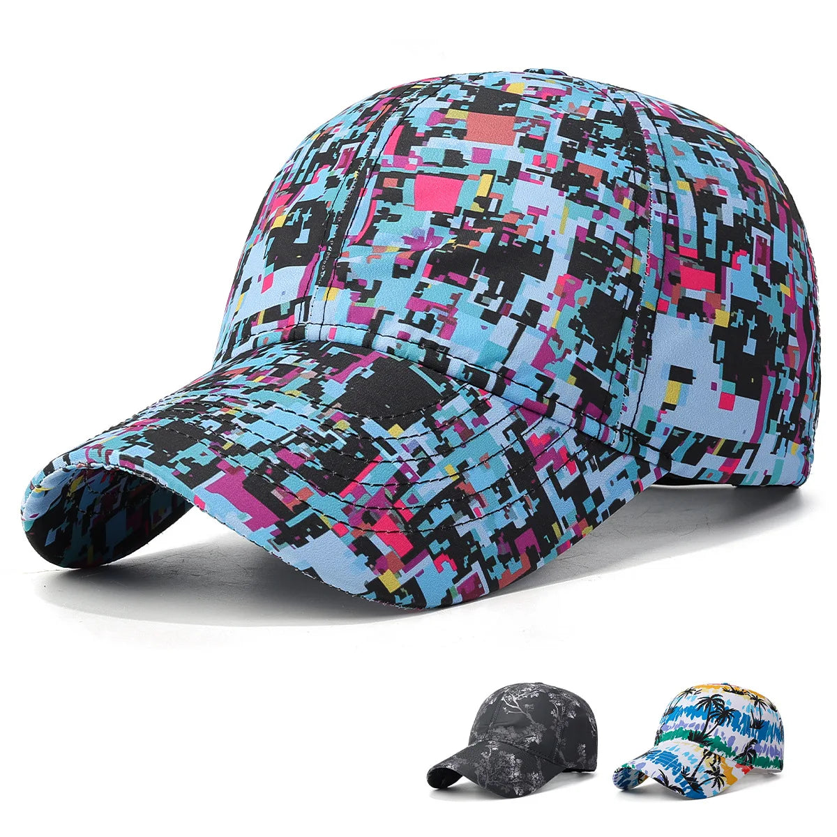 Sommar-graffiti-lysande basebollkeps, unisex, utomhus-solskyddskeps, modekeps, sportkeps, avslappnad keps med duckbill-form