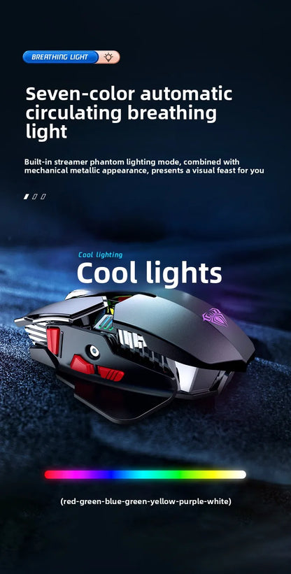 Novo Rato Gaming Sem Fios SC300 2025 2.4G RGB 3200dpi Recarregável, Silencioso e Mecânico, para E-sports, Computador de Secretária e Portátil
