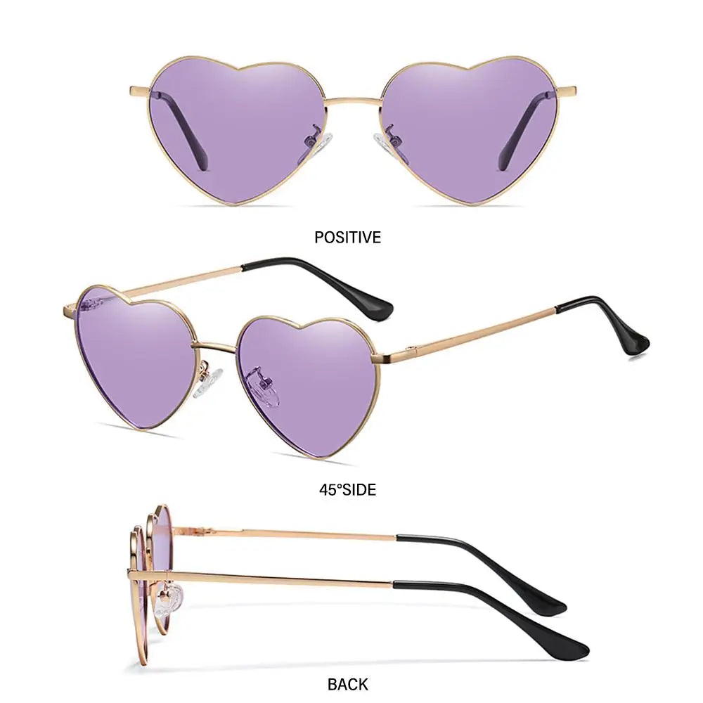 Heart-Shaped Sunglasses Heart Sun Glasses Shades Vintage 90s Glasses UV400 Protection Metal Frame Sunglasses Fancy Accessories