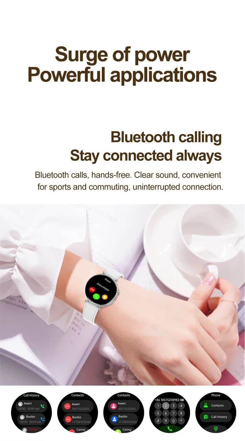 New 1.32inch Smart Watch For Women Health ECG Health Lady Watches Full Touch Screen Call Custom Dial Diamond Strap Smartwatch