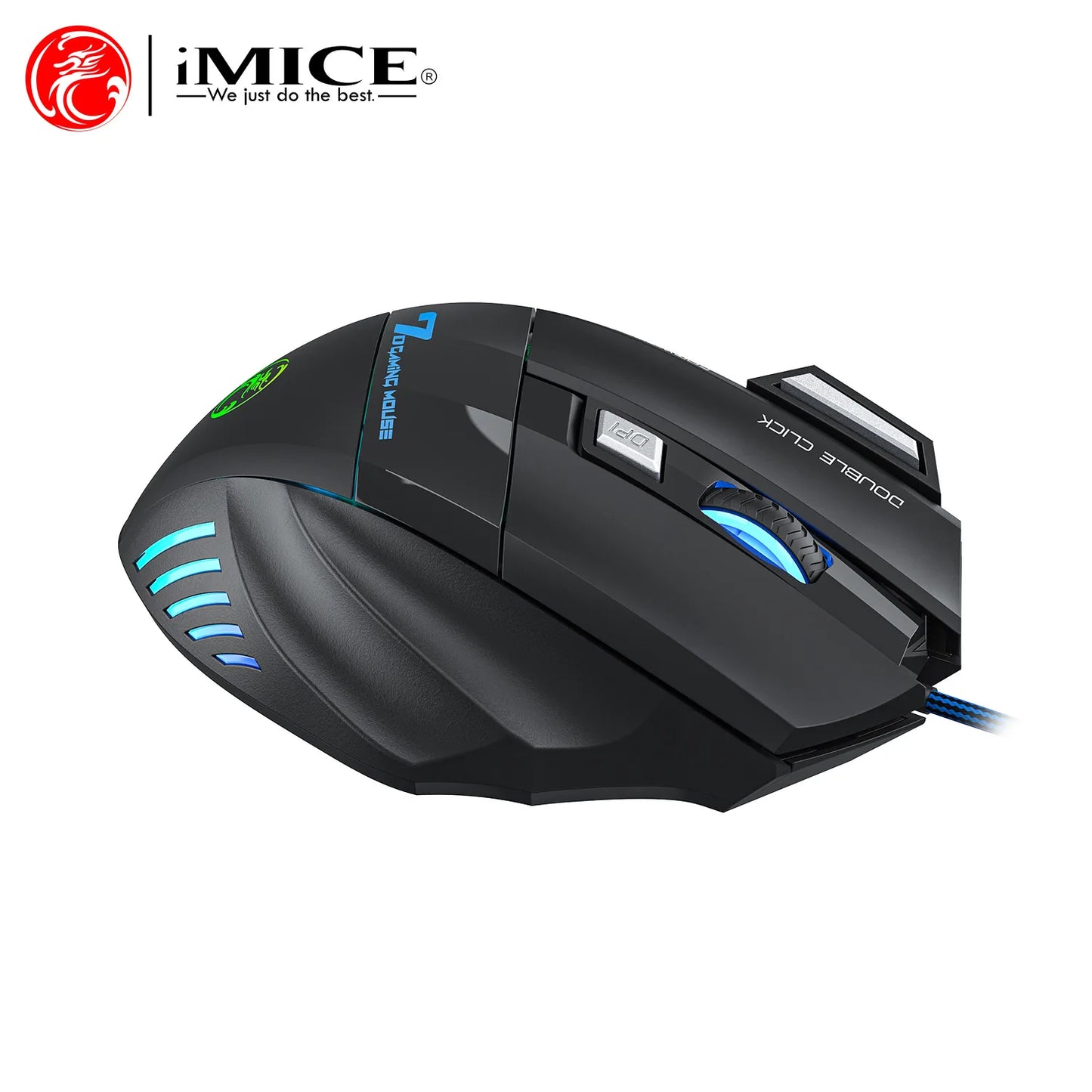 Mouse da gaming cablato USB a 4 tasti Generation, mouse da gaming ergonomico 2400DPI con retroilluminazione RGB e sensore ottico ad alta precisione