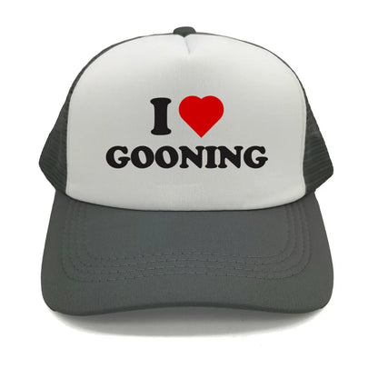 Casquettes de baseball humoristiques « I Love Gooning » – Casquette d'été tendance pour homme en maille, casquette de camionneur humoristique, casquettes unisexes d'extérieur en maille MZ-080