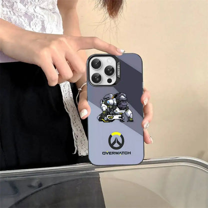 Capa para Telemóvel Game O-Overwatch em Estilo Pixel para iPhone 17 16 15 14 13 12 11 Pro MAX, Traseira Mate Antichoque e Anti-Queda
