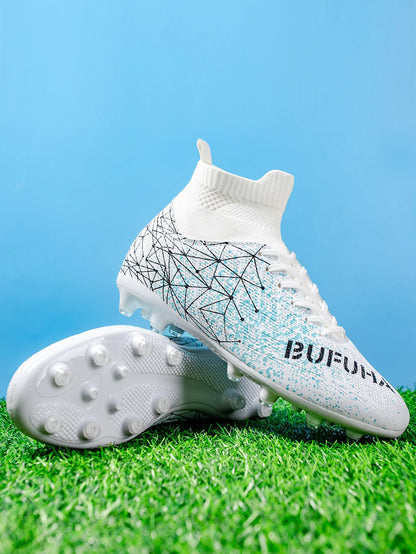 AG /FG Athletic Soccer cleats PU Fabric Comfort Upper TPU Anti-slip Long Studs Sole Reliable Quality Adult Kids Training Shoes