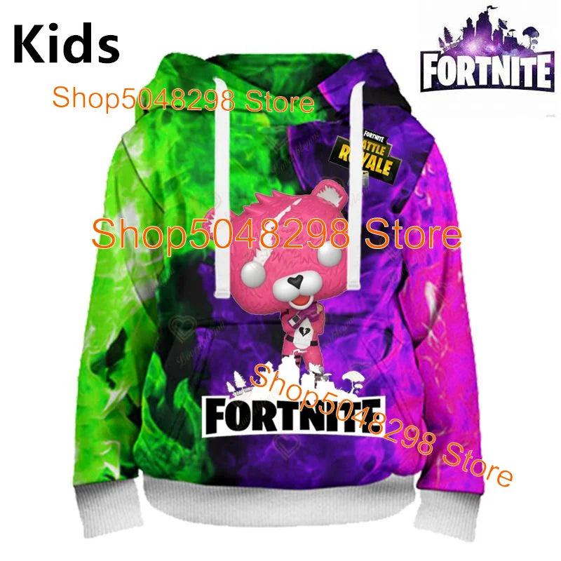 Sweatshirt com Estampado de Herói Fortnite, Jogo Popular, para Rapazes e Raparigas, Roupa 3D Casual, Hoodie para Crianças, Adultos, Homens e Mulheres, Pullover de Primavera e Outono