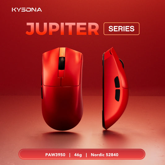 Mysz gamingowa KYSONA Jupiter Series – przewodowa i bezprzewodowa, 8Khz, sensor PAW3950, Bluetooth, 46g, akumulatorowa, sterownik webowy do PC i laptopa
