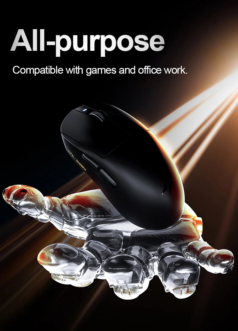ATK Dragonfly A9 Ultra Wireless Gaming Mouse PAW3950, Tri-Mode 8K Gaming Mouse, Ultra-Lightweight Ergonomic Esports Mouse for FPS Gaming