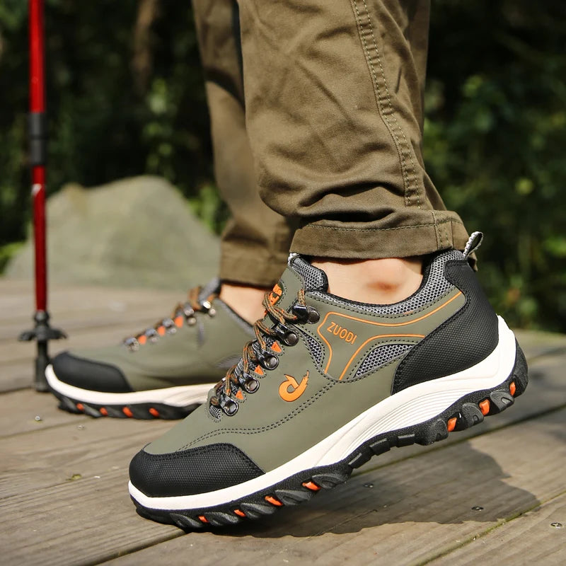 Autumn And Winter Models, Men's Waterproof Hiking Shoes, Outdoor PU Leather Sports Shoes, Wear-Resistant,  Walking, Tactical