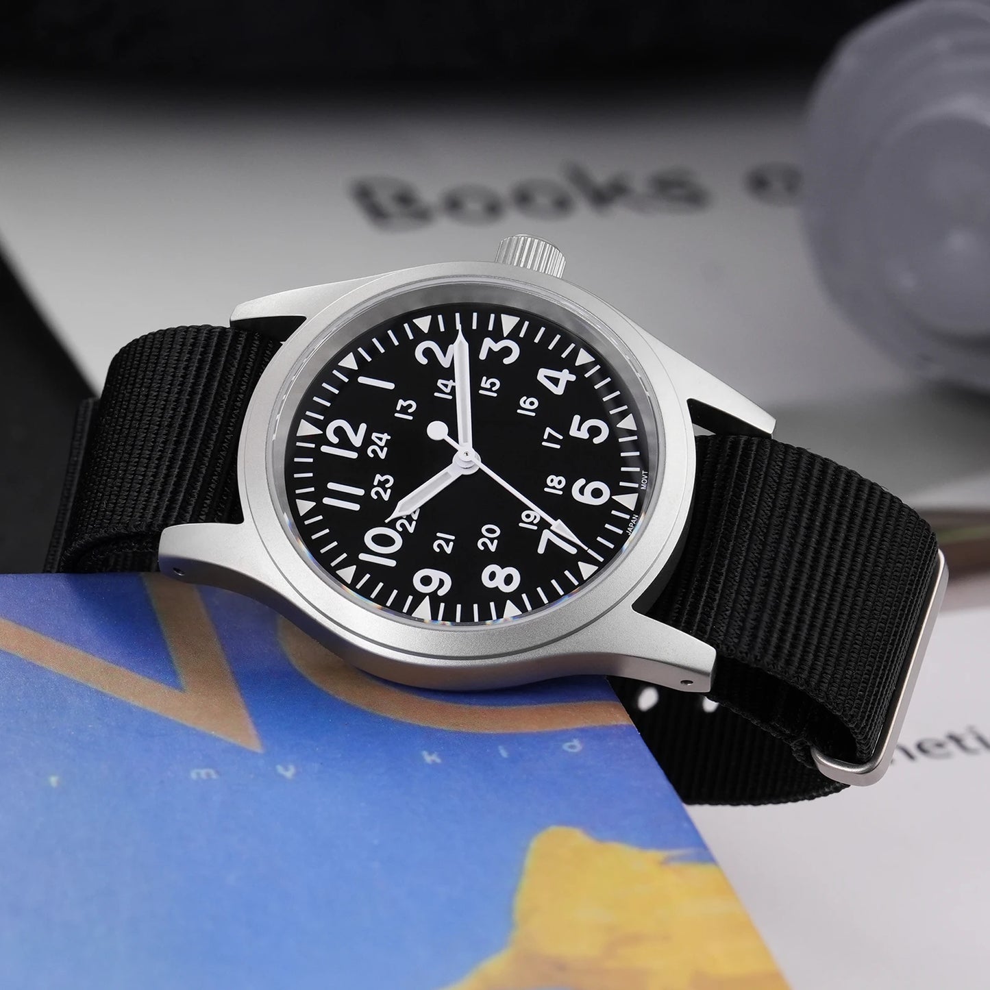 Militado ML05 Military Watch VH31 Sweep Movement Domed Sapphire Crystal Wristwatch High Clear AR Coating 38mm Vintage Watches