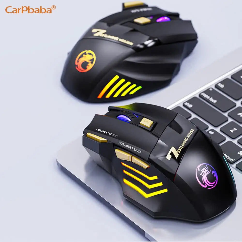 Rato Sem Fios Bluetooth Recarregável para Computador, Rato Gamer Ergonómico com Retroiluminação RGB, Silencioso, para PC
