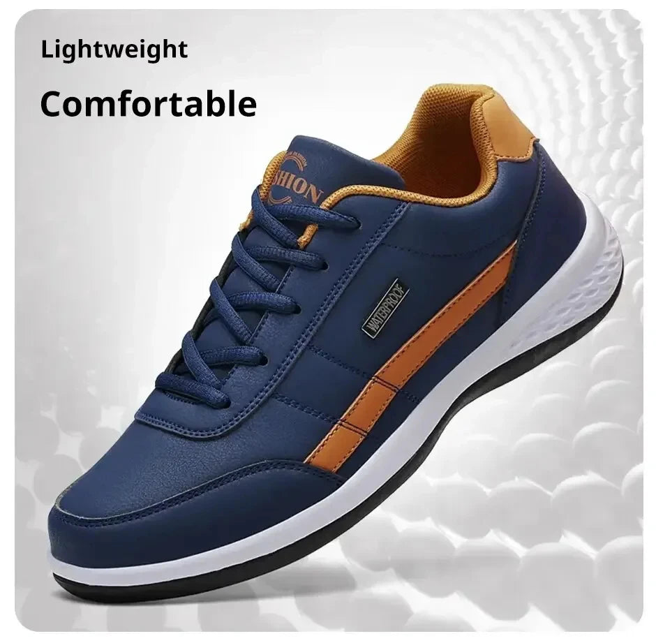 Leather Sneakers for Men, Casual Shoes, Soft Bottom, Outdoor Walking Shoe, Sports, Four Seasons