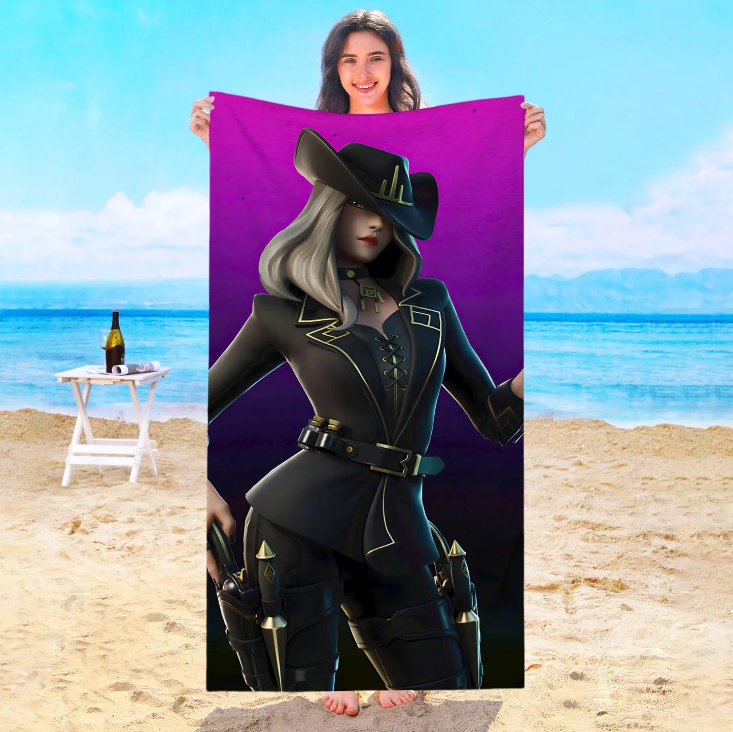 Toalha de Praia Game F-Fortnites em Microfibra para Hotel, Casa de Banho, Sauna, Spa, Praia, Viagem, Piscina, Casa, Banho de Bebé, Ginásio e Duche