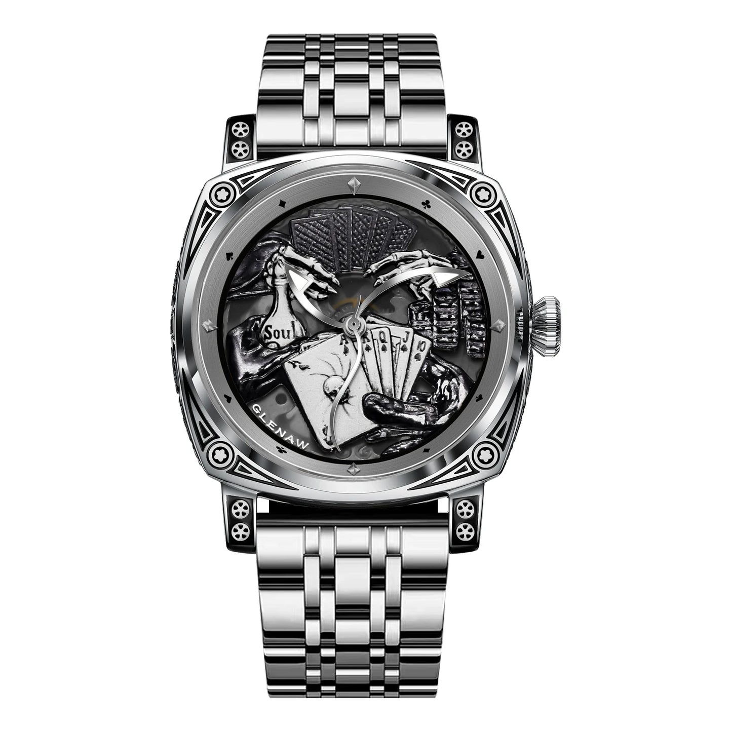 Glenaw Poker Series Top Brand Luxury Fashion Personalized Fully Automatic Mechanical Gold Watch Men's Waterproof Watch