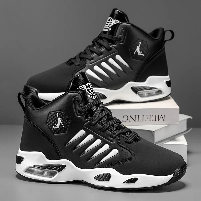 Men's High-Top Basketball Shoes Feature a Breathable Mesh Design for Maximum Comfort Outdoor Shock-Absorbing Running Shoes, High-Rebound Cushioning Technology, Make Running Smoother and More Comfortable, Enhance Support, Styl