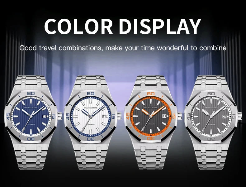 New Luxury Specht & Söhne Automatic Mechanical Watches Japan 8215 Movt Stainless Steel Watch Sapphire Crystal Waterproof 40MM