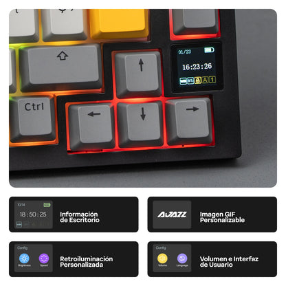 ISO-ES Layout EPOMAKER X AJAZZ AK820 PRO 75% Spanish Layout Wired/2.4GHz/BT Mechanical Keyboard with Screen & Knob for PC/Mac
