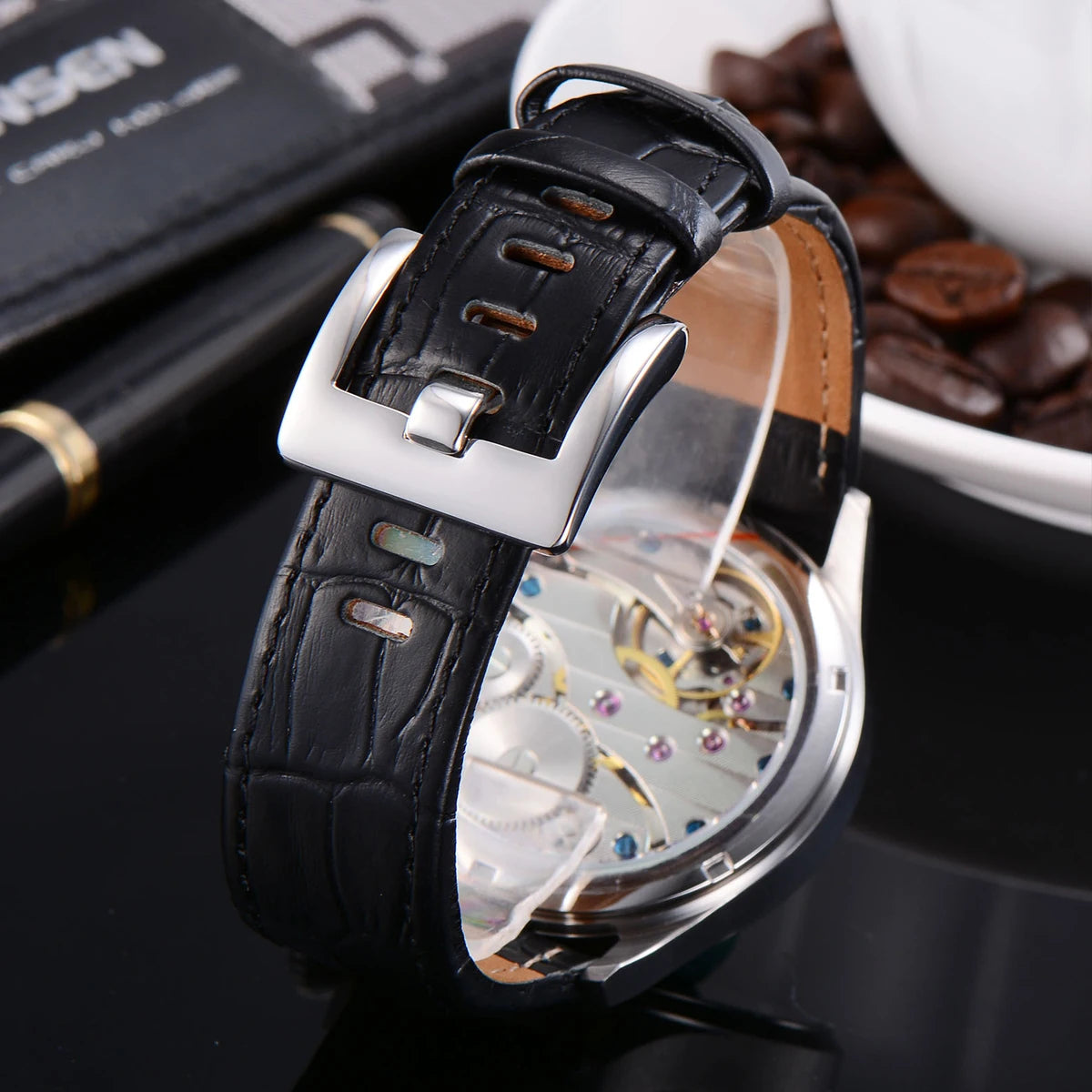 Corgeut Seagull ST3600 17 Jewelry 44mm Mechanical Watch Hand Wound Sapphire waterproof Watch Sports Leather Luxury 6497 Watch