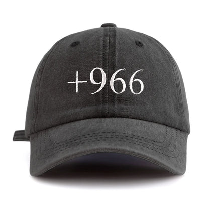 1pc +966 Embroidery Washed Baseball Cap for Adults,  Minimalist Retro Style Casual Soft Adjustable Dad Hat, Perfect As Gift