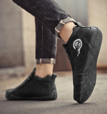 Men's Casual Shoes Side Zipper Short Boots Versatile Flat Bottom Trendy Fashionable Men's Shoes Suitable for Outdoor Sports