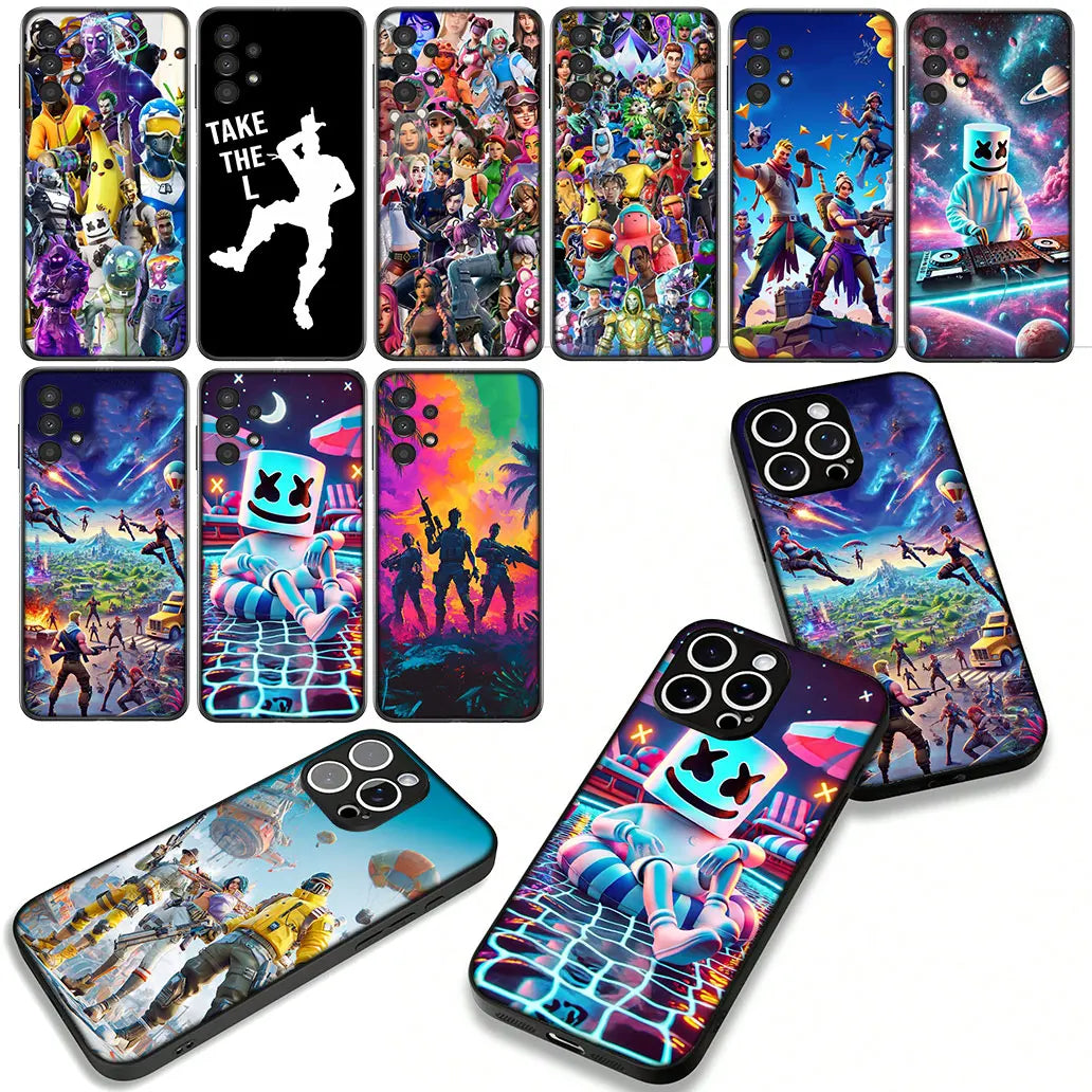 Husă cu design de fundal Game F-ForTnites pentru Samsung Galaxy A07 A13 A12 A23 A42 A50 A51 A52 A53 A70 A71 A72 A21S A04 Note 20 9 8 10