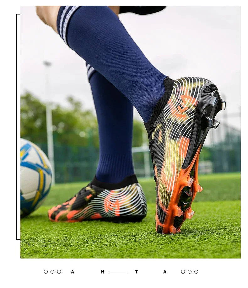 New Men Soccer Shoes Cleats High-quality Football Boots Hot-selling Sneakers Grass Non-Slip Boys Match Outdoor High-top Light