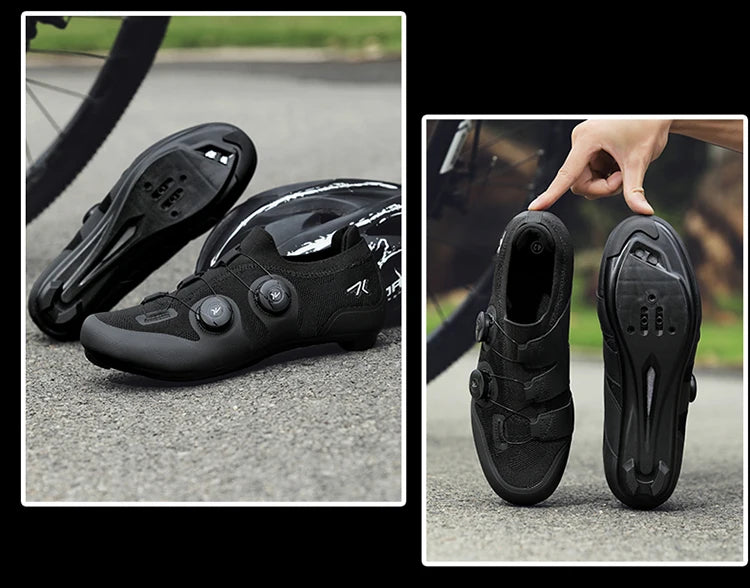 Cycling shoes road bike unisex, HsYixin breathable SPD self-locking non-slip racing road bike shoes flat MTB bicycle sneakers