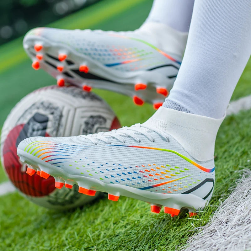 New Men Soccer Shoes Men Grass Breathable Soft Outdoor Football Shoes Cleats Long Spikes Comfortable Training Sport Shoes Men