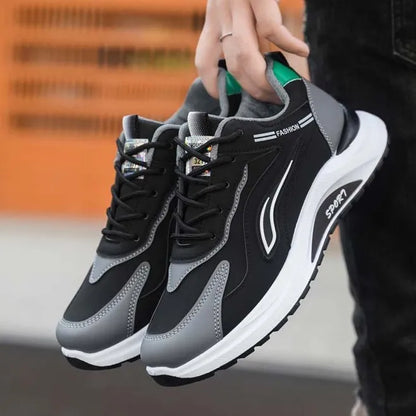 Men's Fashionable Korean Style Lace-Up Casual Running Shoes Comfortable Breathable Thick Bottom Sports Sneakers