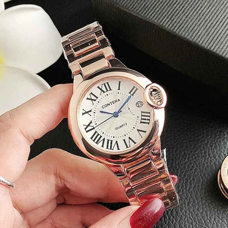 New Brand Luxury Stainless Steel Men and Women Luxury Atmosphere Quartz Watches Fashion Blue Balloon Women Date Watch Suit