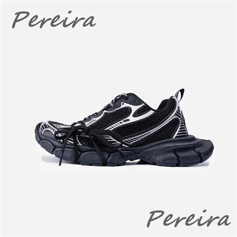 Street Style Thick Sole Men Sneakers New Mixed Colors Lace-Up Couple Casual Shoes Comfortable Breathable Running Walking Shoes