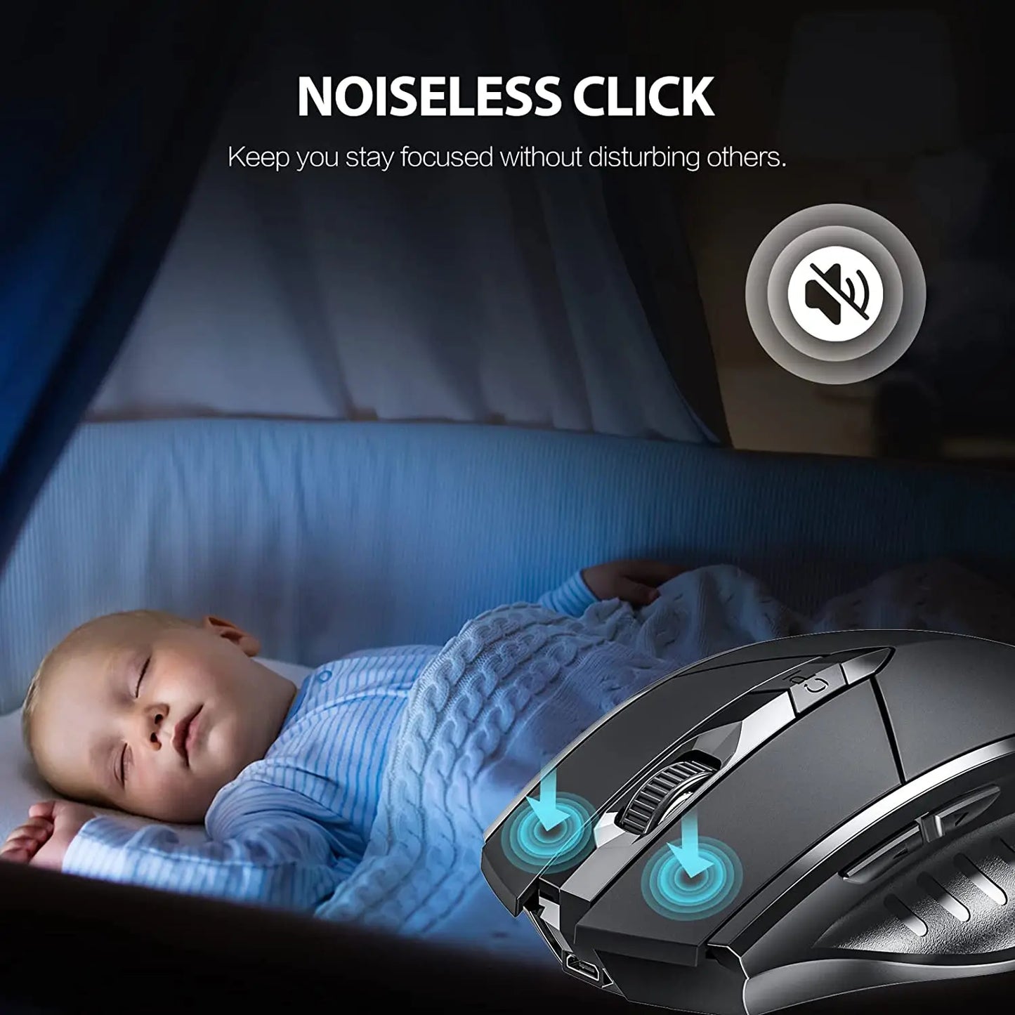 INPHIC A1 Bluetooth Wireless Mouse Rechargeable Tri-Mode 2.4G Optical Mouse for Laptop, Mac, PC, Tablet & Mobile with 1600 DPI