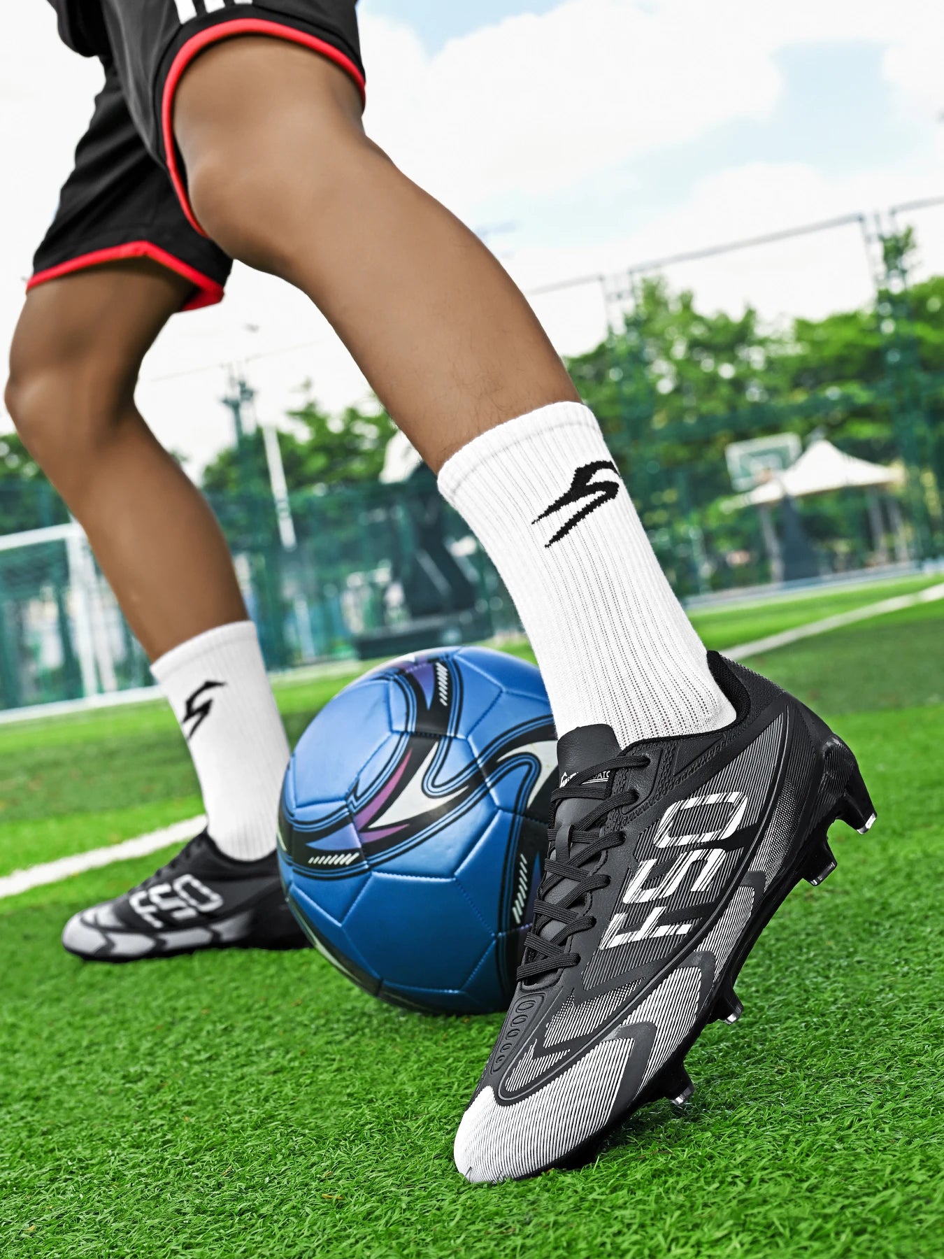 AG/FG Football Boots Kids Youth Teenagers PU+Fabric Upper TPU Sole Non-Slip Firm Ground Training