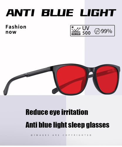 Men Sleep Blue Light Blocking Glasses Women Anti Radiation Computer Eyewear UV500 PC Red Lenses TR90 Square Eyeglasses Frames