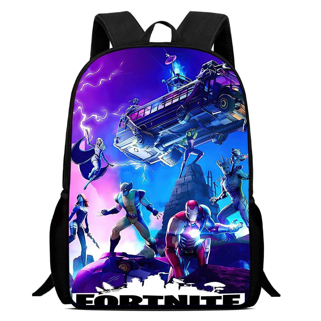 Mochila Escolar Fortnite de 15 Polegadas com Desenho Animado para Crianças, Meninos e Meninas, Mochila Leve com Estampado de Jogo, Grande, Adequada para Idades dos 5 aos 8 Anos