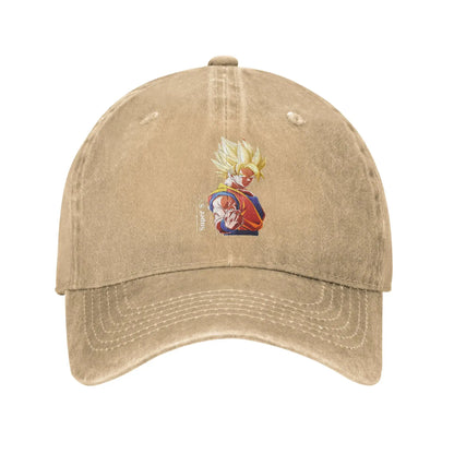 Produit gaming premium Fraquane Dragon Ball Goku’s Saiyan Saga Baseball Cap Vintage Distressed Washed Snapback Cap Men Women