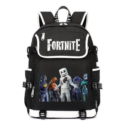 Fortnites Large Capacity Backpack Casual Shoulder Bag with USB Port Unisex Anime Students Schoolbag New Stylish Stationery Gift
