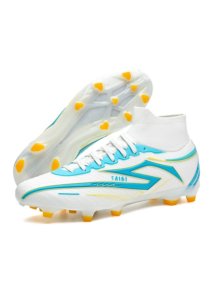 AG/FG Long Studs Soccer Shoes，PU Fabric Mixed Upper，TPU Sole Wear Resistant Anti Slip，Men Women Kids Youth Outdoor Sports