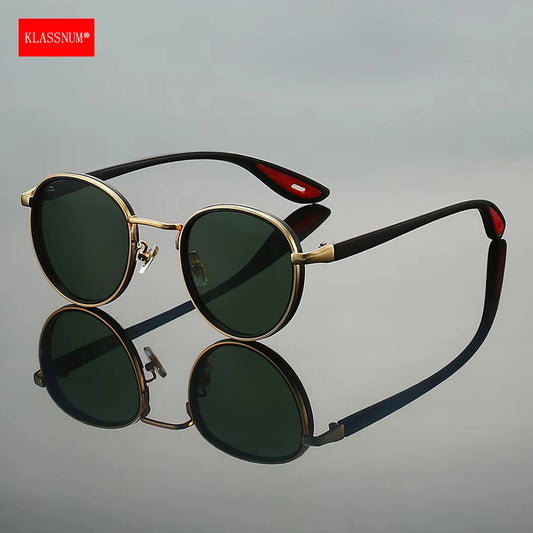 KLASSNUM Round Vintage Sunglasses Men Women 2026 New Punk Fashion Shades Trendy Luxury Brand Casual Anti UV Lens Sun Glasses