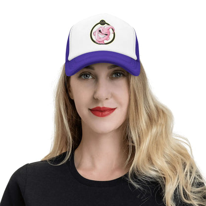 Dragon Ball  Kid Buu Trucker Cap Unisex  Hats Sun Caps Trucker Cap Adjustable Polyester Mesh Baseball Cap Summer, produit gaming premium Fraquane