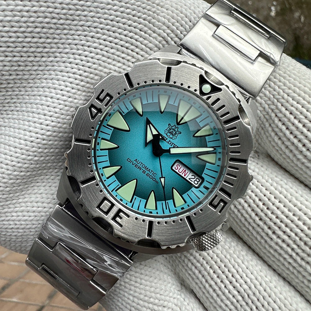 STEELDIVE SD1984 Monster Steel Strap Mechanical Watch NH36 Movt Sapphire Crystal 200M Waterproof Swiss Super Luminous Wristwatch