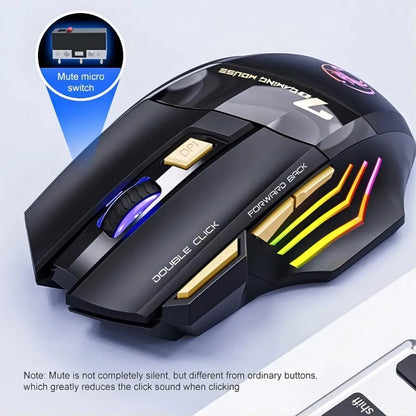Wireless Bluetooth Mouse Rechargeable 7 Button RGB Gaming Mouse Gamer Ergonomic Mouse LED Backlit PC Silent Mice