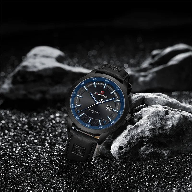 Naviforce 9248 Top Brand New Sport Wristwatch Luxury Military Auto Date Leather Simple Quartz Original Male Clock