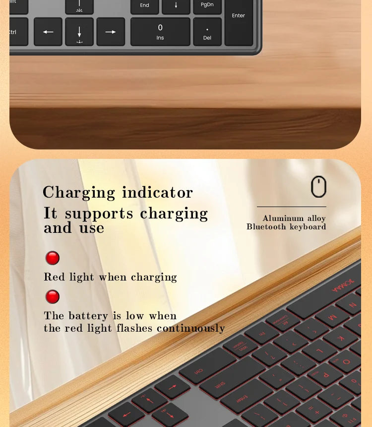 Backlight Bluetooth Keyboard Multi-Device Full Size Wireless Keyboard with Number Pad, Rechargeable Slim Multimedia Keyboard