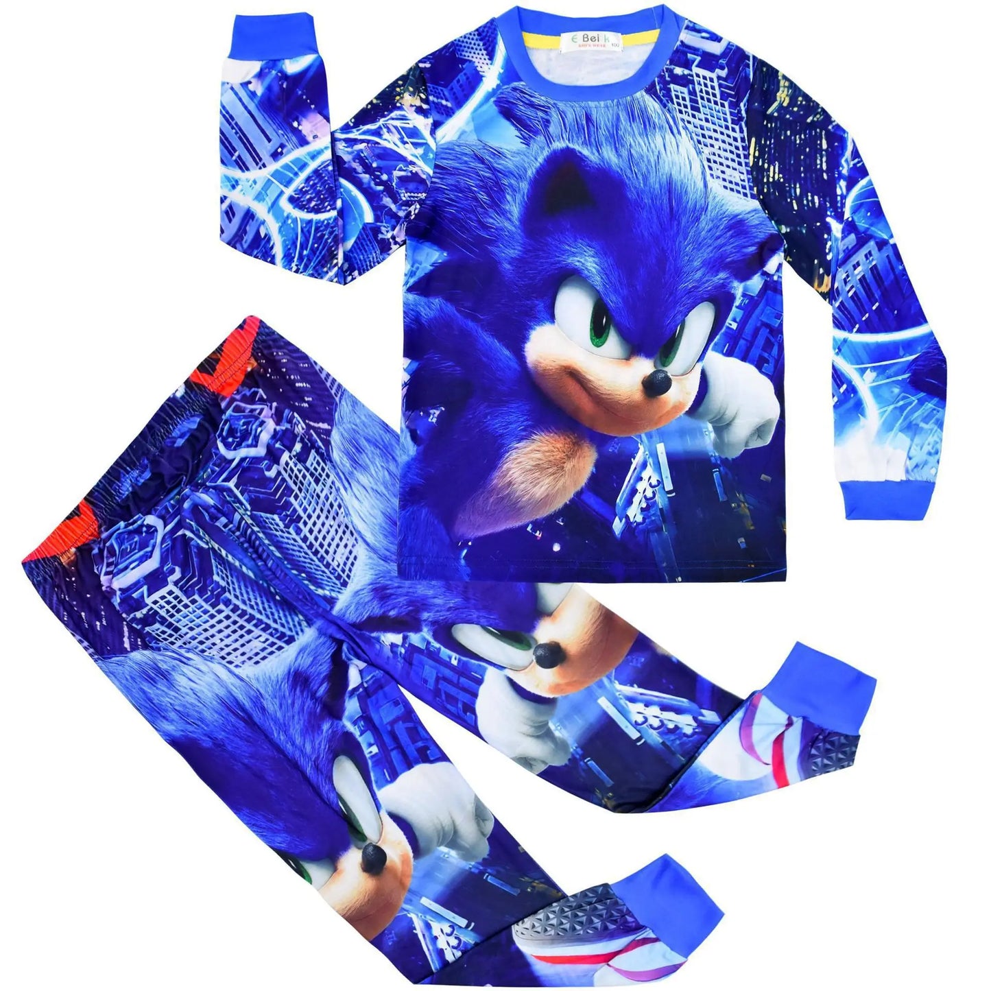 Sonic New Spring Autumn Children's Pajamas Boys and Girls Cartoon Long Sleeve Clothes Toddler Cotton Pajama Set Hedgehog Gift