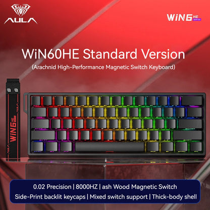 AULA WIN60 HE Magnetic Keyboard Wired Trigger 8K Return Esports Gamer Customize RGB Mechanical Gaming Keyboard
