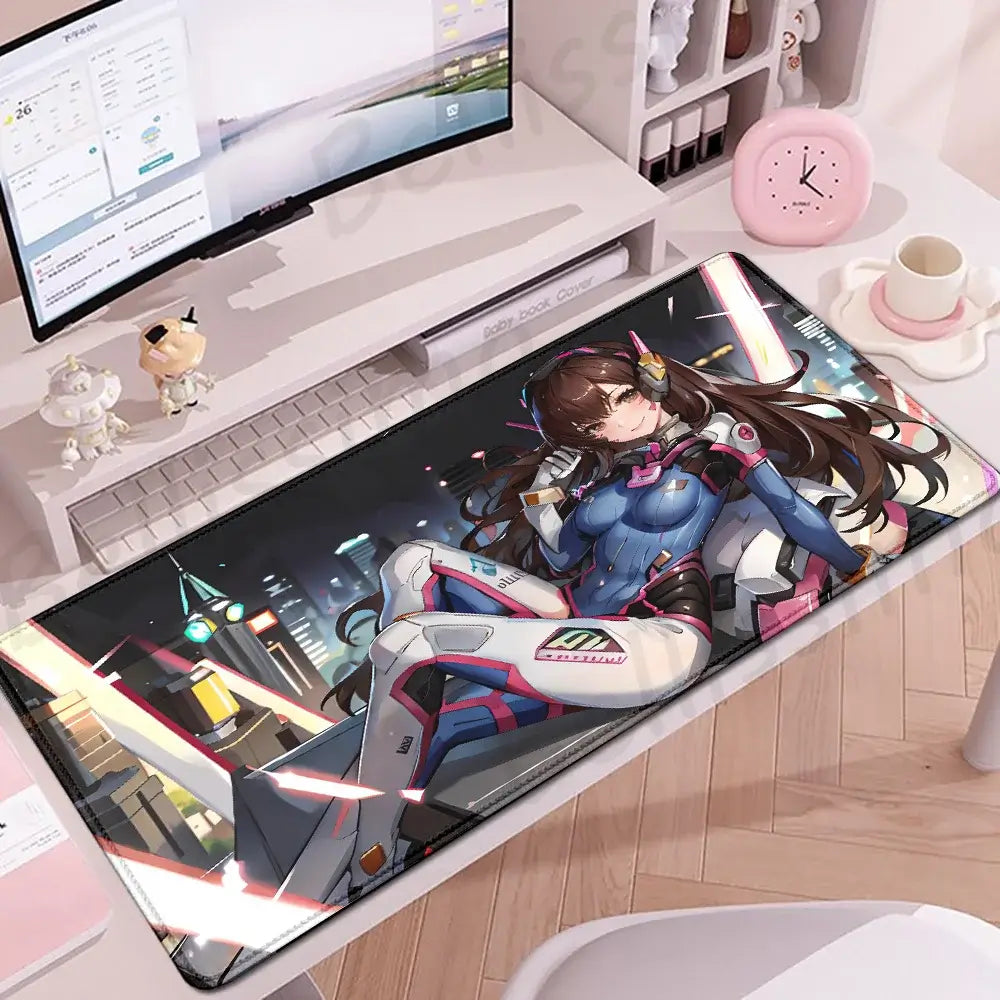 Acessórios Gaming O-Overwatch D-D.va Tapete de Rato Grande para Teclado e Rato, Deskmat XXL Estendido para PC, Tapete Gamer