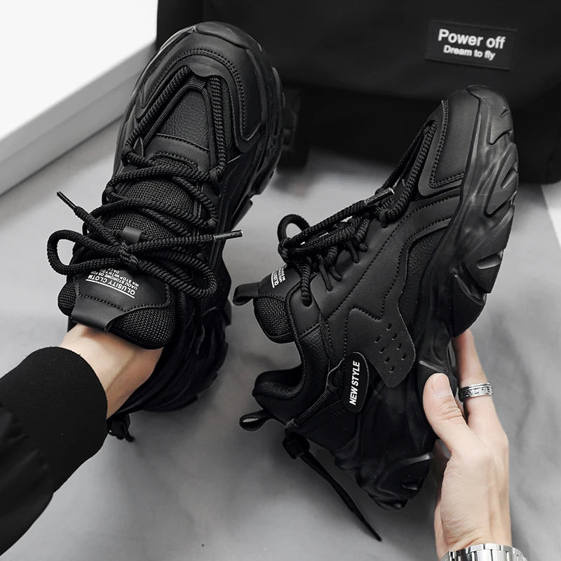 Men's shoes, seasonal leather trend, soft sole, sports running shoes, campus style, casual and versatile, fashionable dad shoes