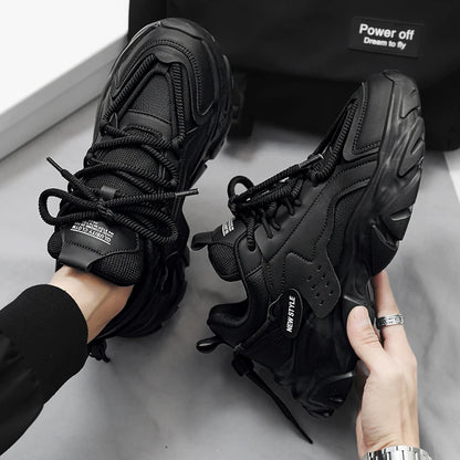 Men's shoes, seasonal leather trend, soft sole, sports running shoes, campus style, casual and versatile, fashionable dad shoes