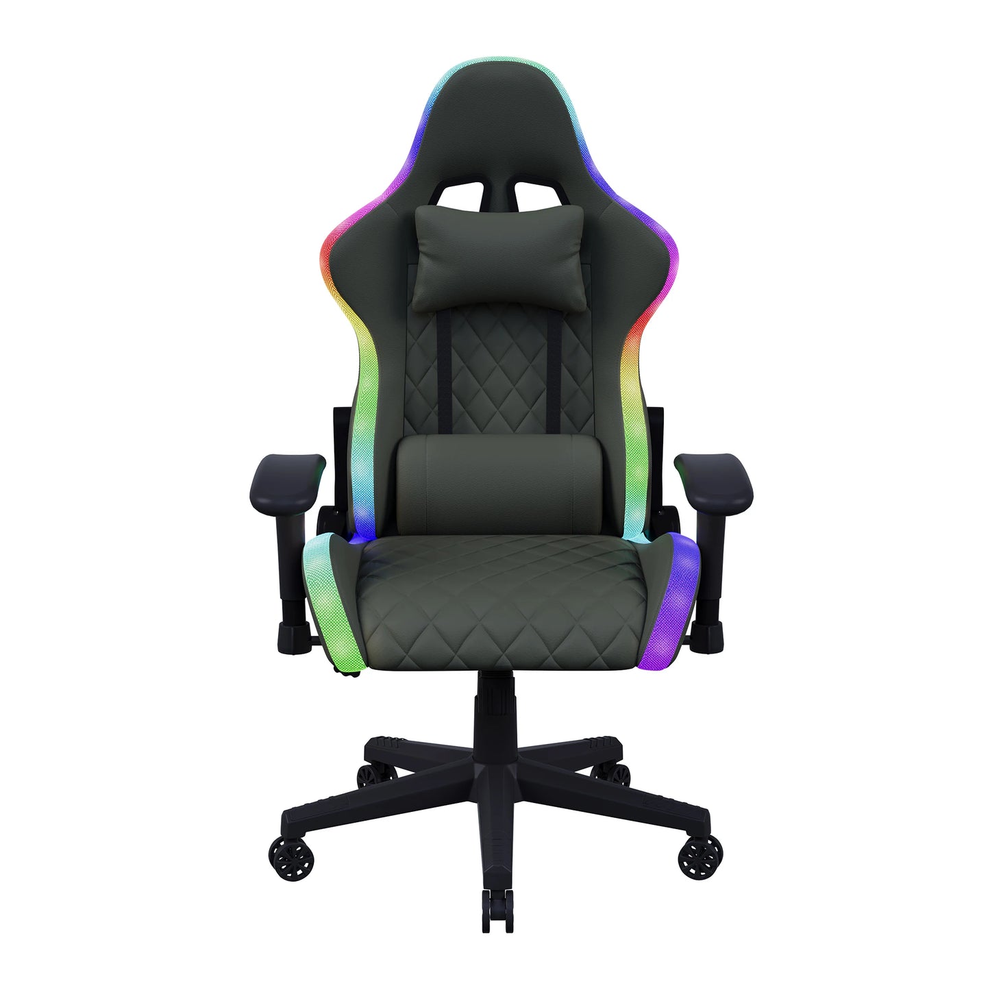 Gaming Chair, Ergonomic Gaming Chair with LED, Adjustable Computer Chair for Teenagers, Lumbar Cushion, Gamer Chair, Black