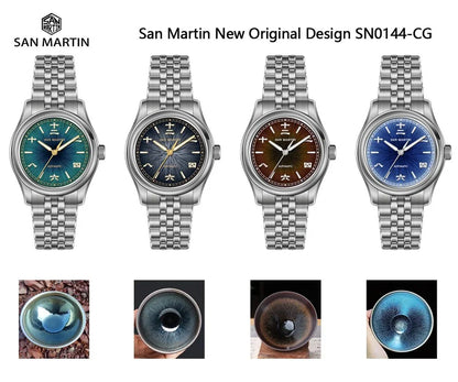 San Martin 39mm Enamel Sunray JianZhan Dial Men GADA Watch 90S5 Automatic BGW-X1 10Bar Sapphire 5-Link Bracelet SN0144CG